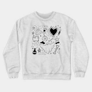 witchy ink pattern for halloween - black Crewneck Sweatshirt